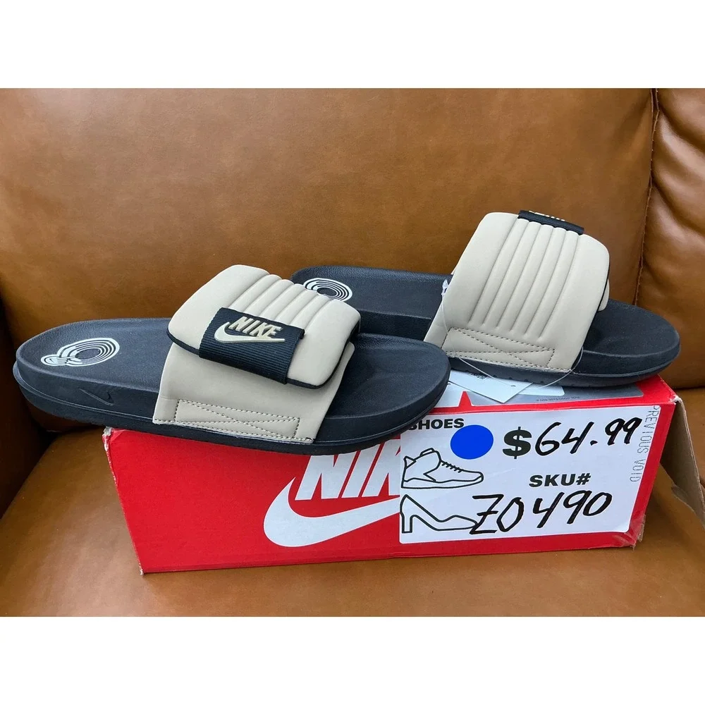 Nike Offcourt Adjust Slide Mens 7 Black Khaki New Padded‎ Strap Sandals